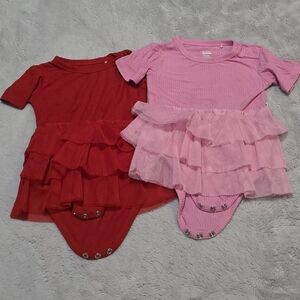 6-12mo Dream Big Little Co. Red And Pink Rib Dream Tutu Bodysuit Dresses